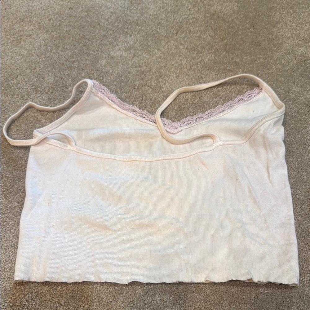 Brandy Melville White Camisole with Pink Lace - Picture 2 of 3